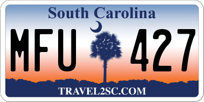 SC license plate MFU427