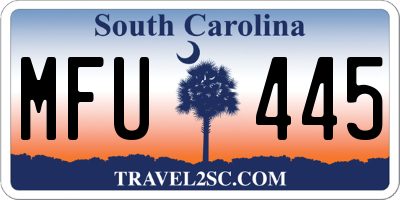 SC license plate MFU445