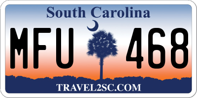 SC license plate MFU468