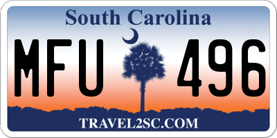 SC license plate MFU496