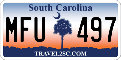 SC license plate MFU497