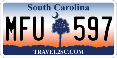 SC license plate MFU597