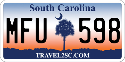 SC license plate MFU598