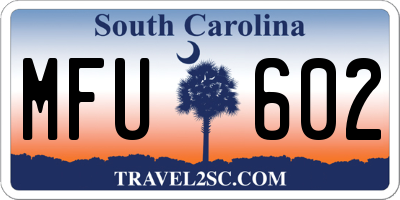 SC license plate MFU602