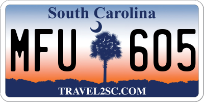 SC license plate MFU605