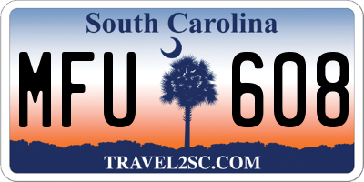 SC license plate MFU608