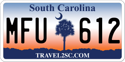 SC license plate MFU612