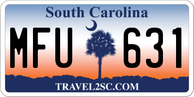 SC license plate MFU631