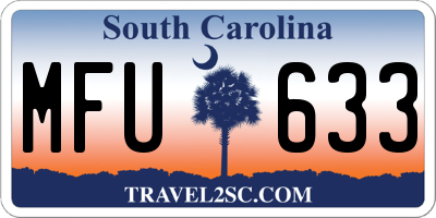 SC license plate MFU633