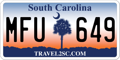 SC license plate MFU649