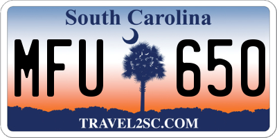 SC license plate MFU650