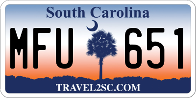 SC license plate MFU651