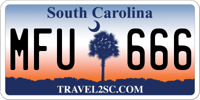 SC license plate MFU666