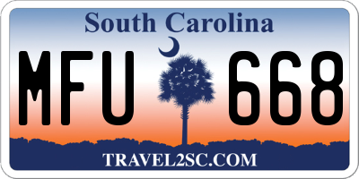 SC license plate MFU668
