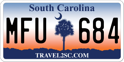 SC license plate MFU684