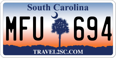 SC license plate MFU694