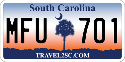 SC license plate MFU701