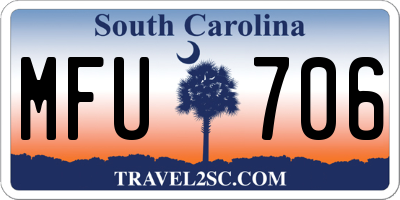 SC license plate MFU706