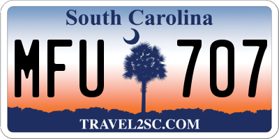 SC license plate MFU707