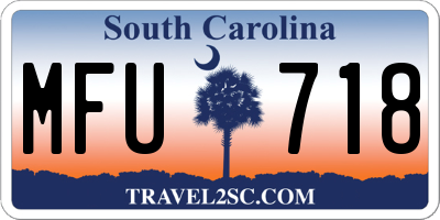 SC license plate MFU718