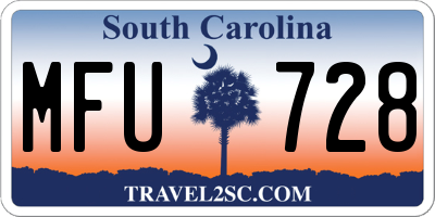 SC license plate MFU728