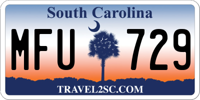 SC license plate MFU729