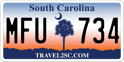 SC license plate MFU734