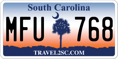 SC license plate MFU768