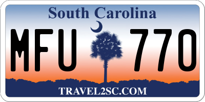 SC license plate MFU770