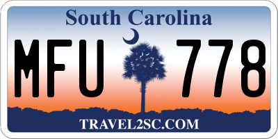 SC license plate MFU778