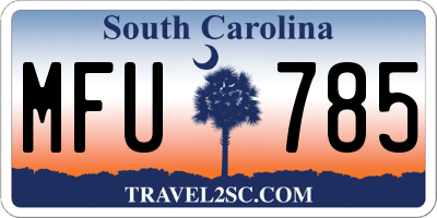 SC license plate MFU785