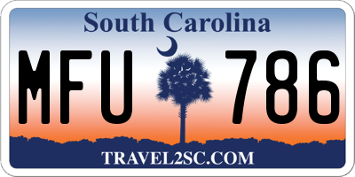 SC license plate MFU786