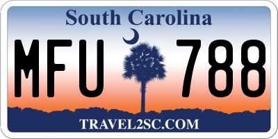 SC license plate MFU788