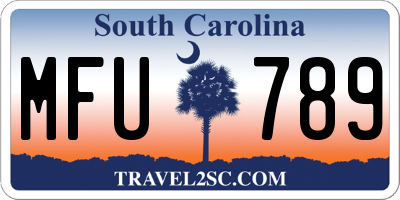 SC license plate MFU789