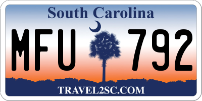 SC license plate MFU792