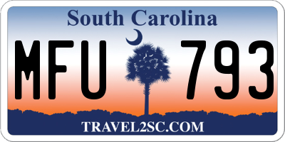 SC license plate MFU793