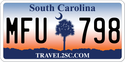 SC license plate MFU798
