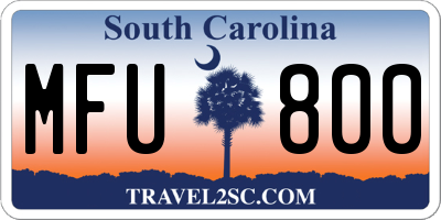 SC license plate MFU800