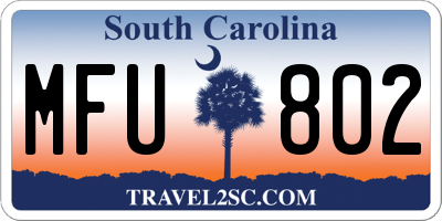 SC license plate MFU802