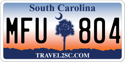 SC license plate MFU804