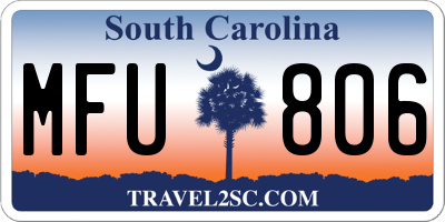 SC license plate MFU806