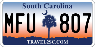 SC license plate MFU807