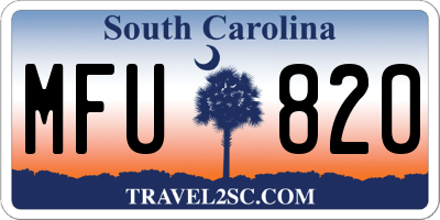 SC license plate MFU820