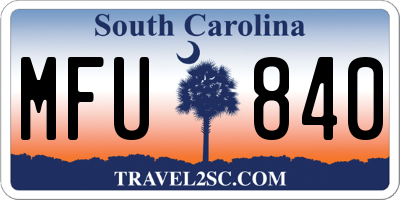 SC license plate MFU840