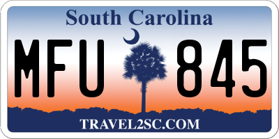 SC license plate MFU845