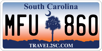 SC license plate MFU860