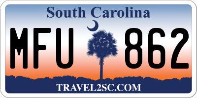 SC license plate MFU862