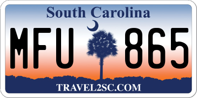 SC license plate MFU865