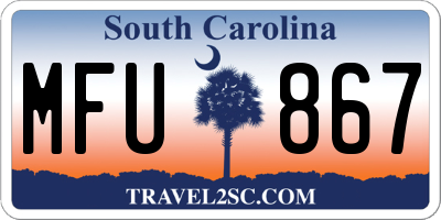 SC license plate MFU867