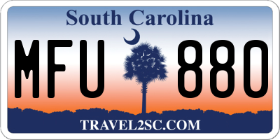 SC license plate MFU880